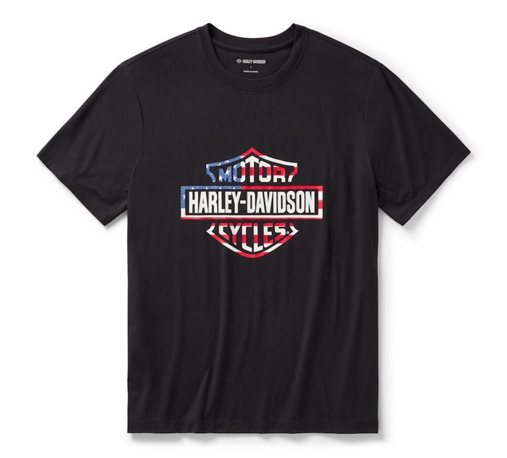 NWT Harley Davidson Men's Stars & Stripes Short Sleeve Shirt in Black sz Medium